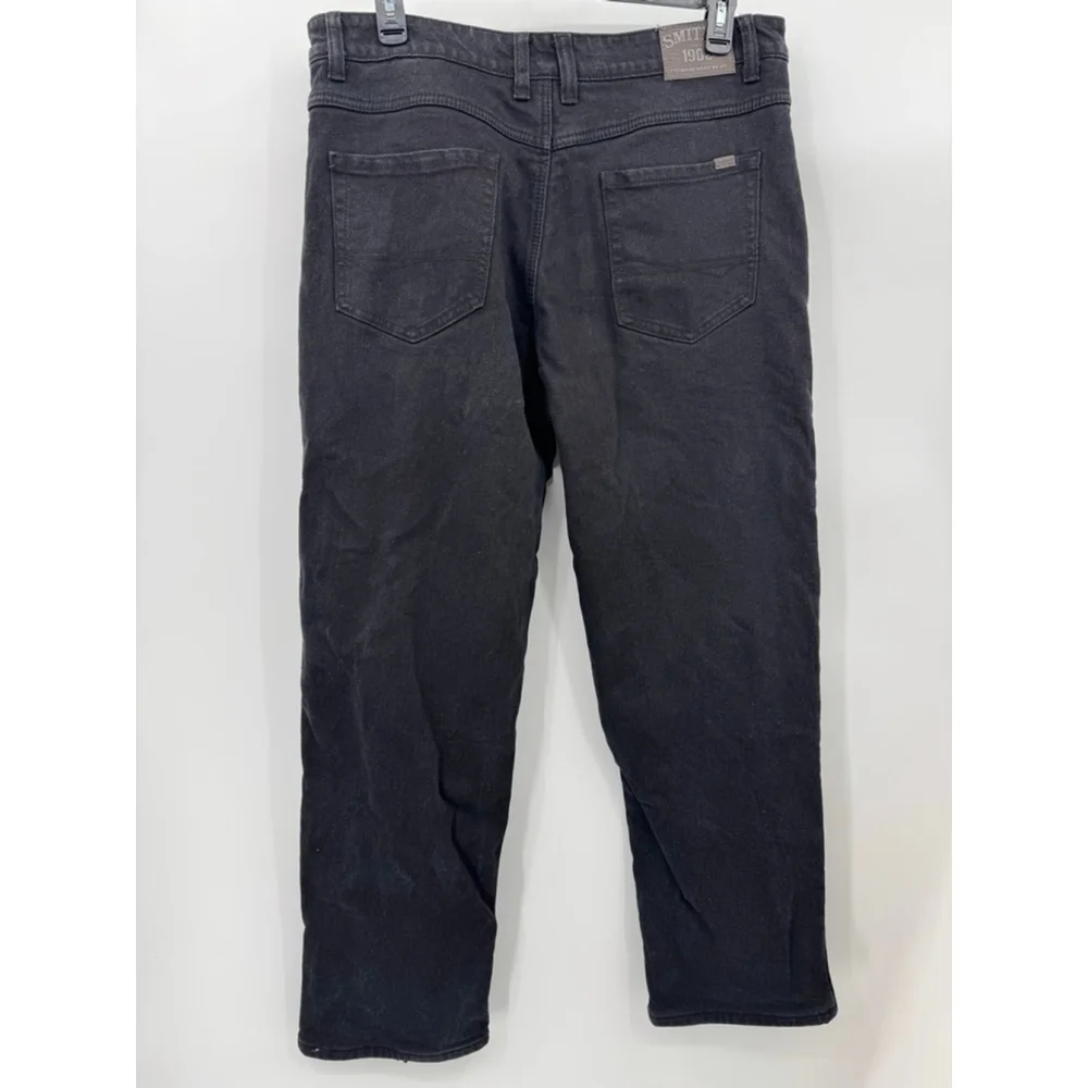 Smith's Premium Workwear Black Fleece Lined Denim Jeans Chore Work Wear Rugged